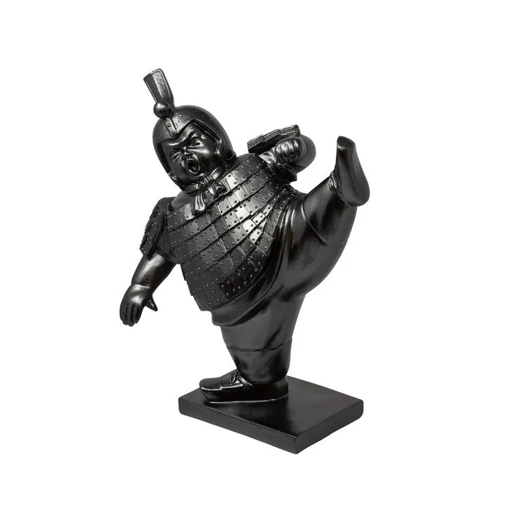 10" Warrior Kicking Polyresin Figurine - Gray