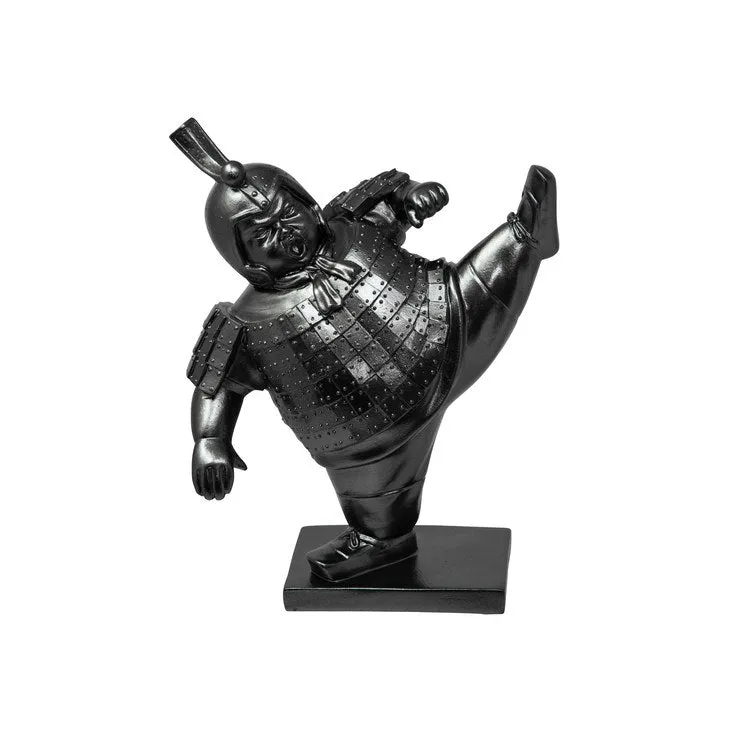 10" Warrior Kicking Polyresin Figurine - Gray