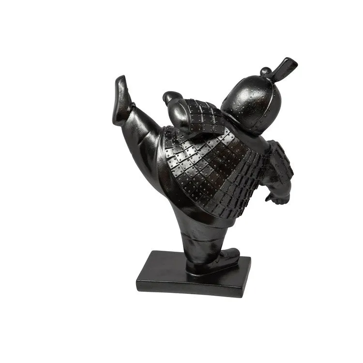 10" Warrior Kicking Polyresin Figurine - Gray