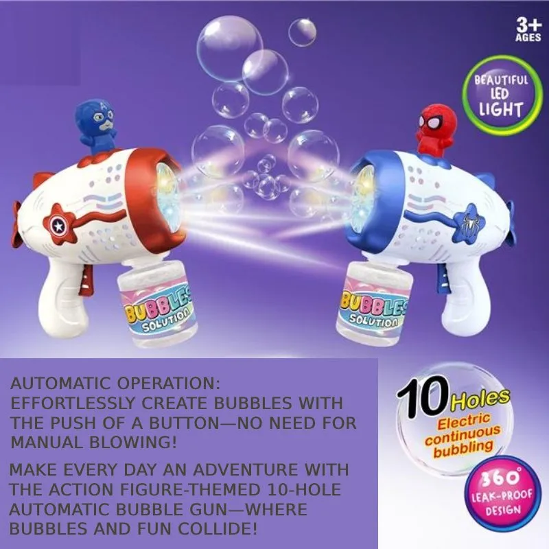 Action Figure-Themed 10-Hole Automatic Bubble Gun