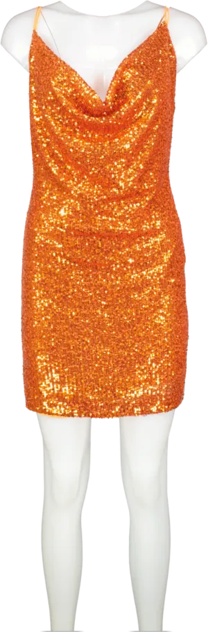 Aggi Orange Selena Sun. Sequin Mini Dress UK S