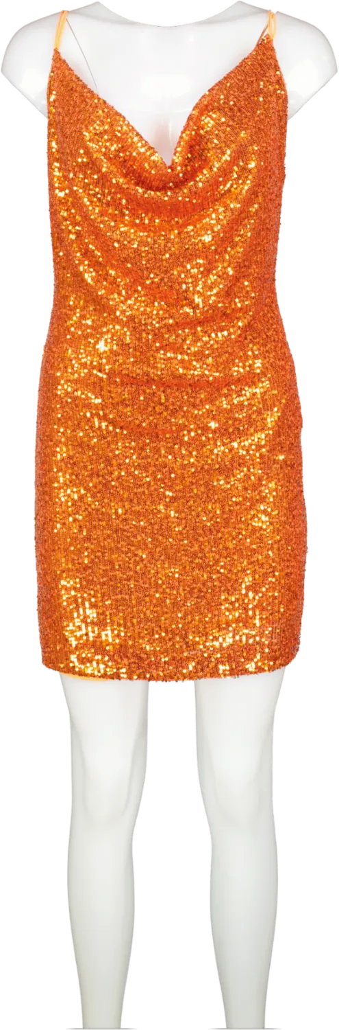Aggi Orange Selena Sun. Sequin Mini Dress UK S