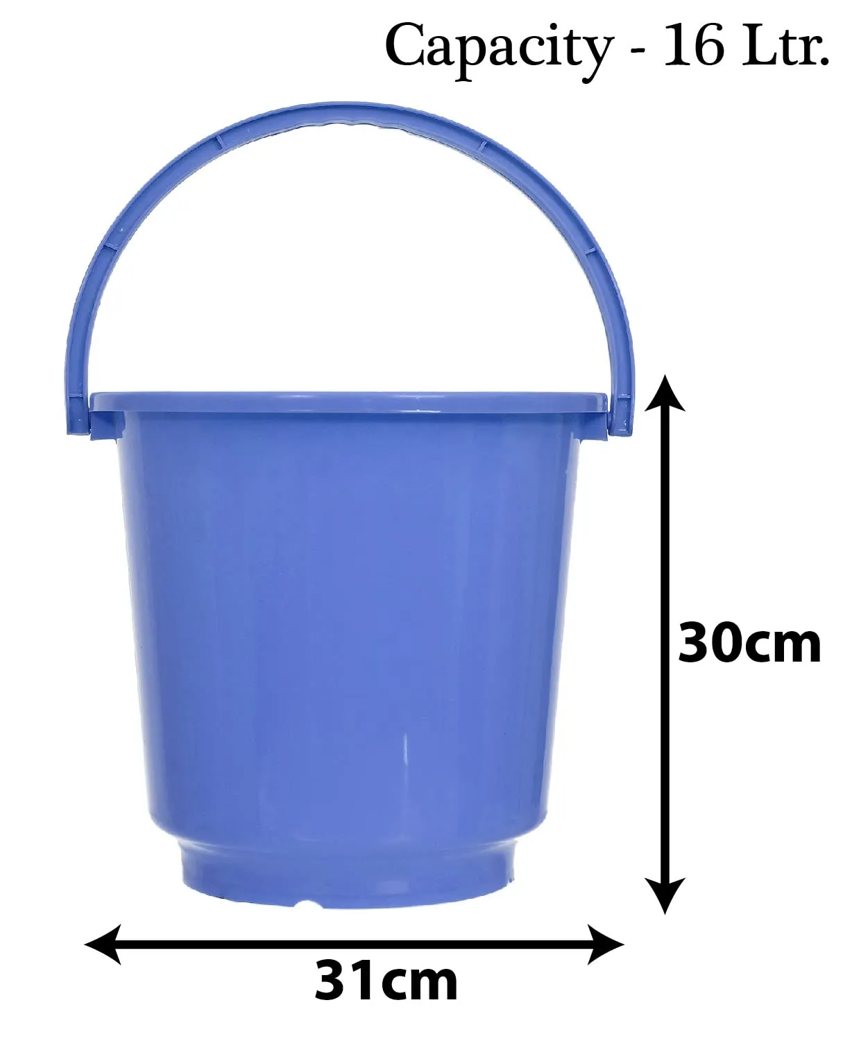 Kuber Industries Bucket|Plastic Bucket for Bathroom|Bucket for Bathing|Unbreakable Bucket with Handle|16 Liter|Pack of 2 (Blue)
