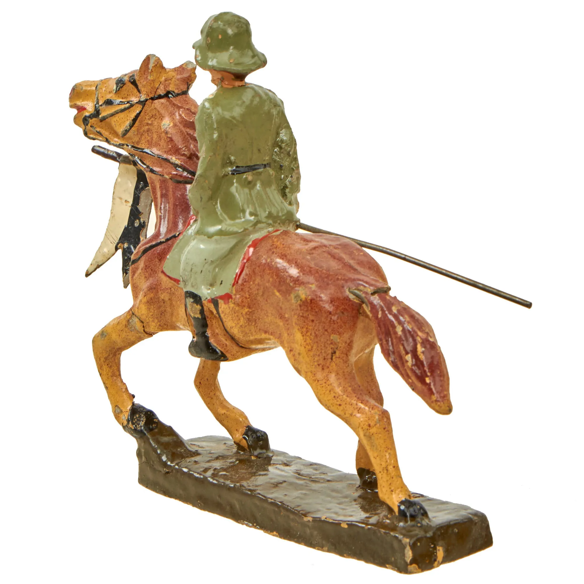 Original German WWII Era Elastolin & Lineol Toy Soldiers - Lot of 5 - Cavalryman & Drummer