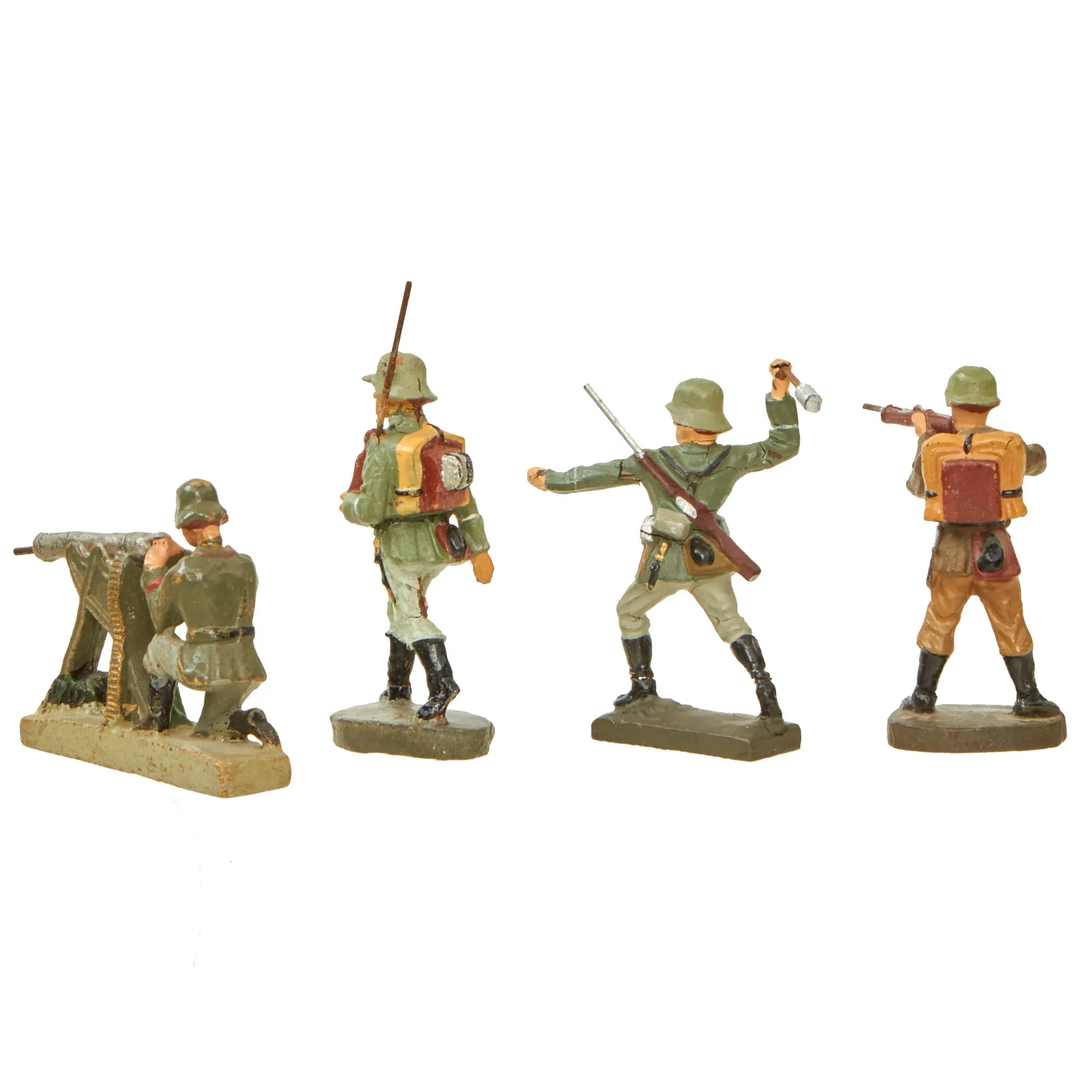 Original German WWII Haußer - Elastolin Modular Wooden Trench Section with (4) 70mm Composition Soldiers