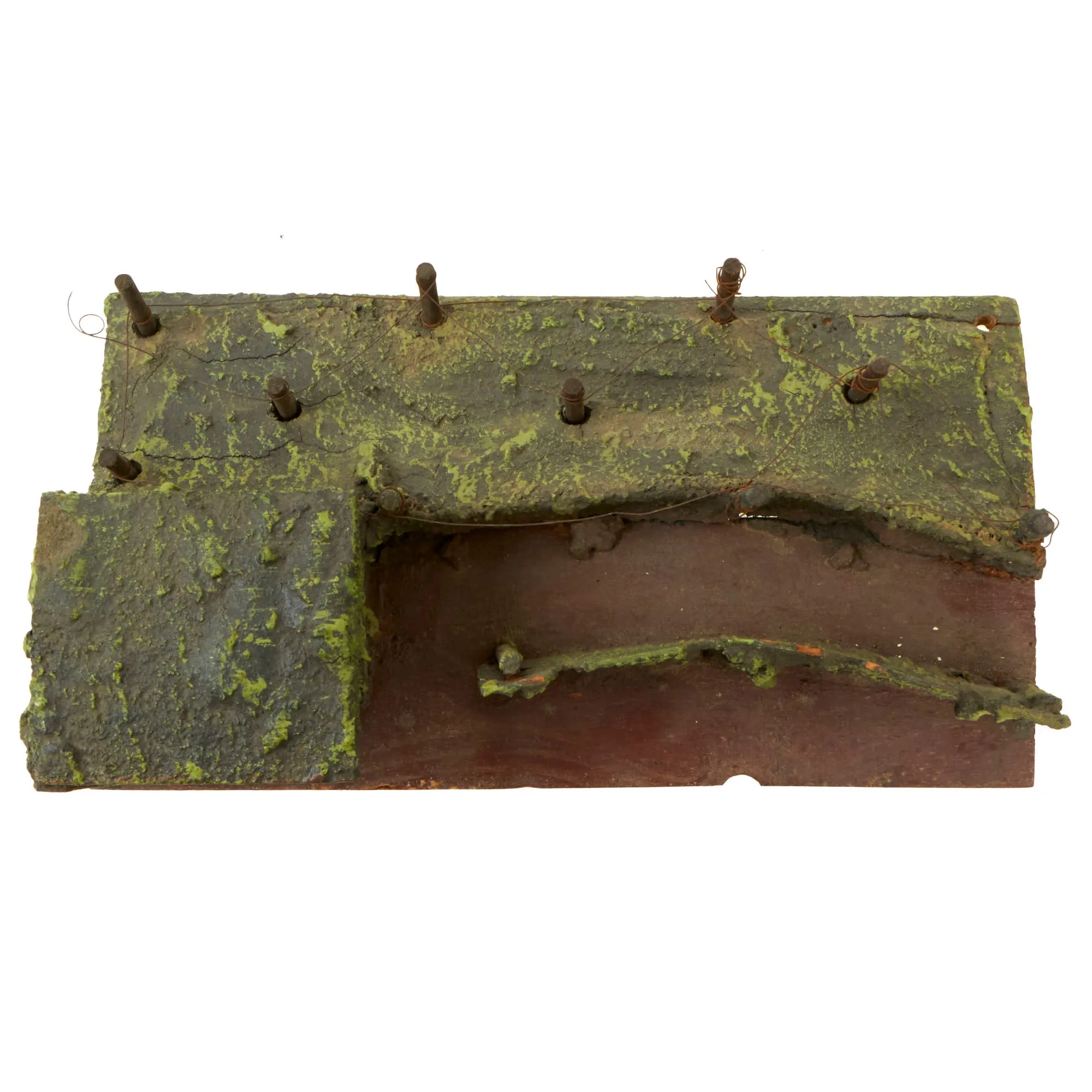 Original German WWII Haußer - Elastolin Modular Wooden Trench Section with (4) 70mm Composition Soldiers