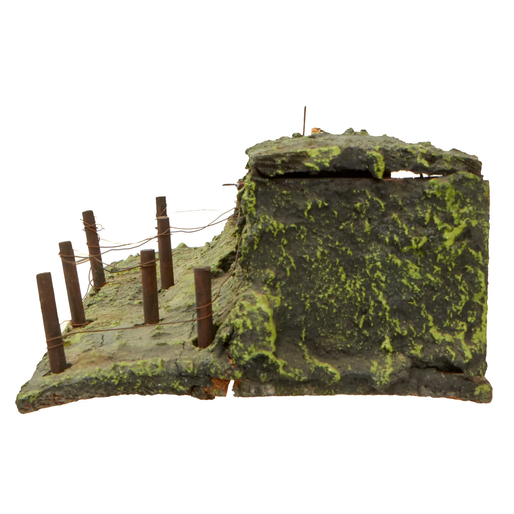 Original German WWII Haußer - Elastolin Modular Wooden Trench Section with (4) 70mm Composition Soldiers