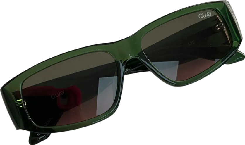 QUAY Deep Green Frame / Brown Lens Sunglasses in case