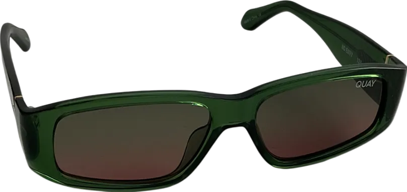 QUAY Deep Green Frame / Brown Lens Sunglasses in case