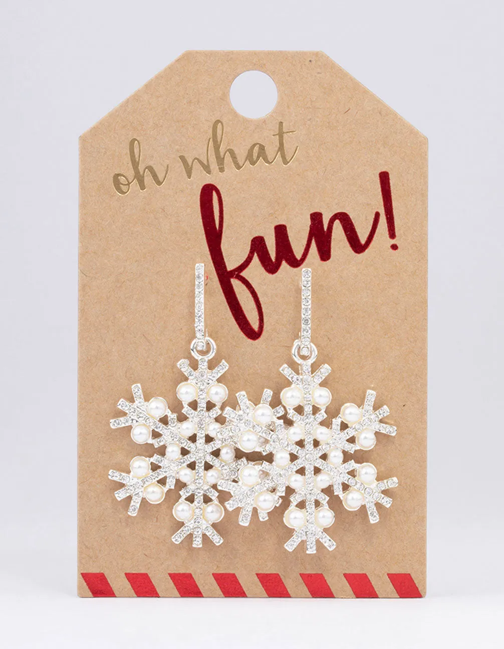 Silver Pearl Detail Snowflake Drop Earrings